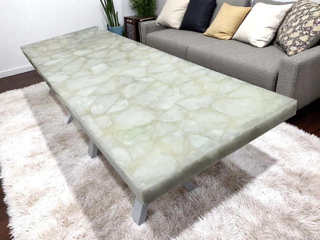 Luxurious White Quartz Living Room Dining Table 